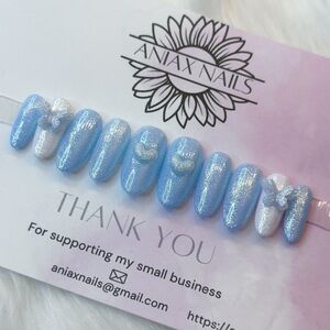Blue Sky Sparkles & Butterflies Press On Nails